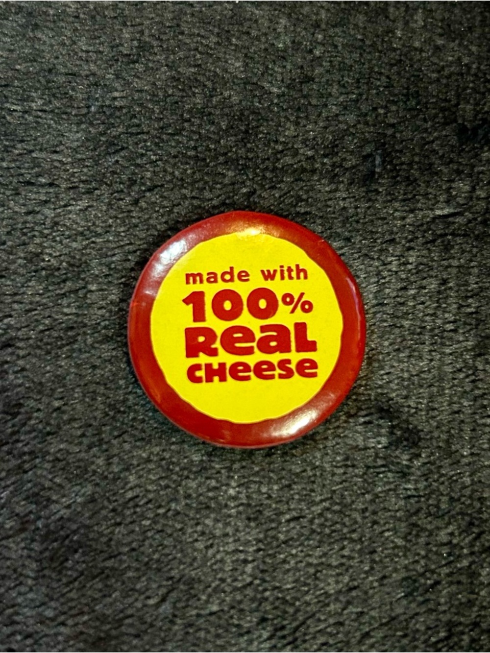 Handmade Cheese Button Pin 1.25” Upcycled Cheez-It Box Funny Food